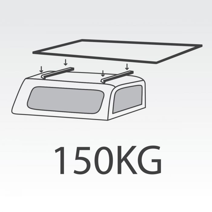 150kg Canopy FlexiRacks with internal supports and Over Cab